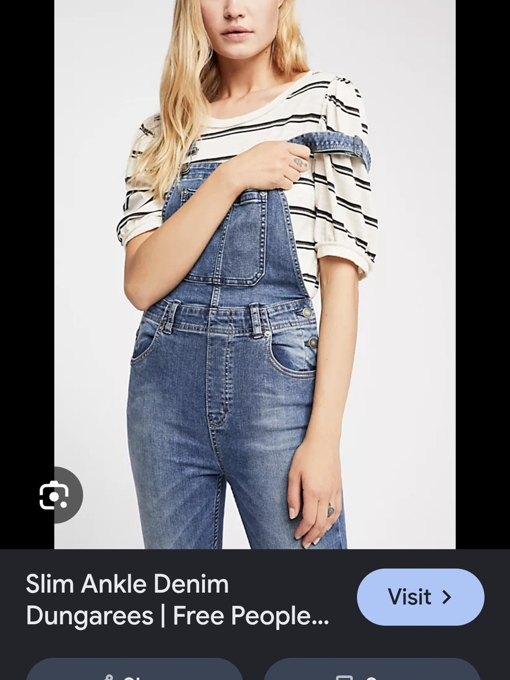 Free People Medium Blue Slim Denim Overalls